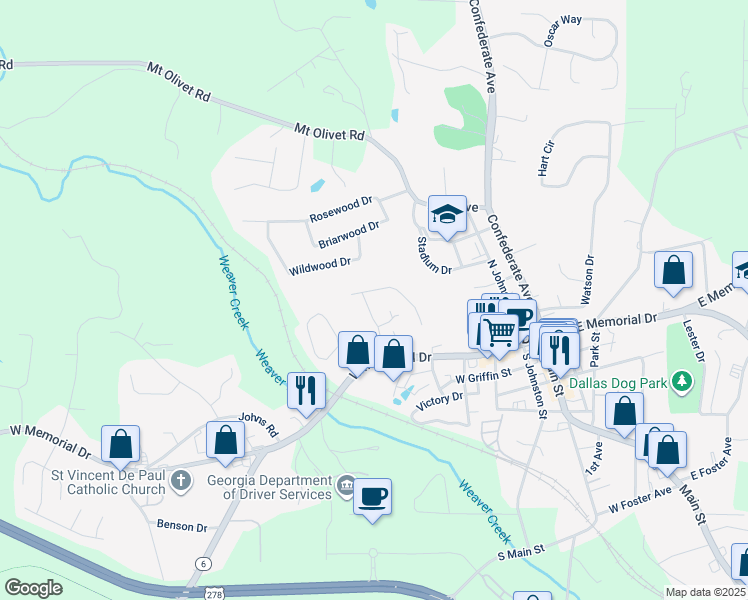 map of restaurants, bars, coffee shops, grocery stores, and more near 141 McBee Street in Dallas