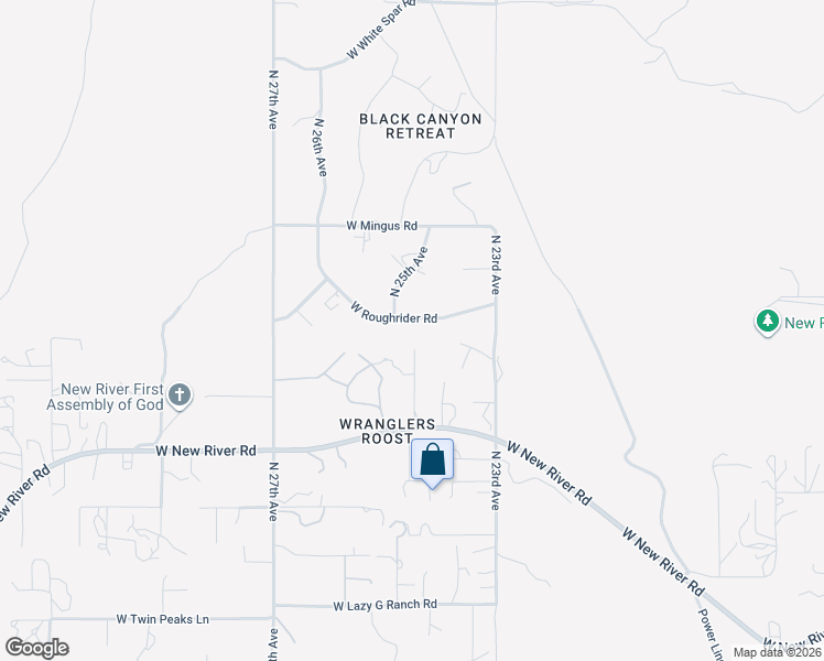 map of restaurants, bars, coffee shops, grocery stores, and more near 2347 West Roughrider Road in Phoenix