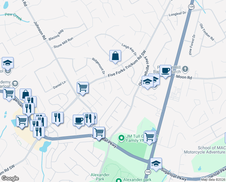 map of restaurants, bars, coffee shops, grocery stores, and more near 903 Townsquare Court in Lawrenceville