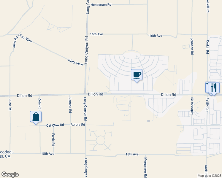 map of restaurants, bars, coffee shops, grocery stores, and more near 69270 Fairway Road in Desert Hot Springs