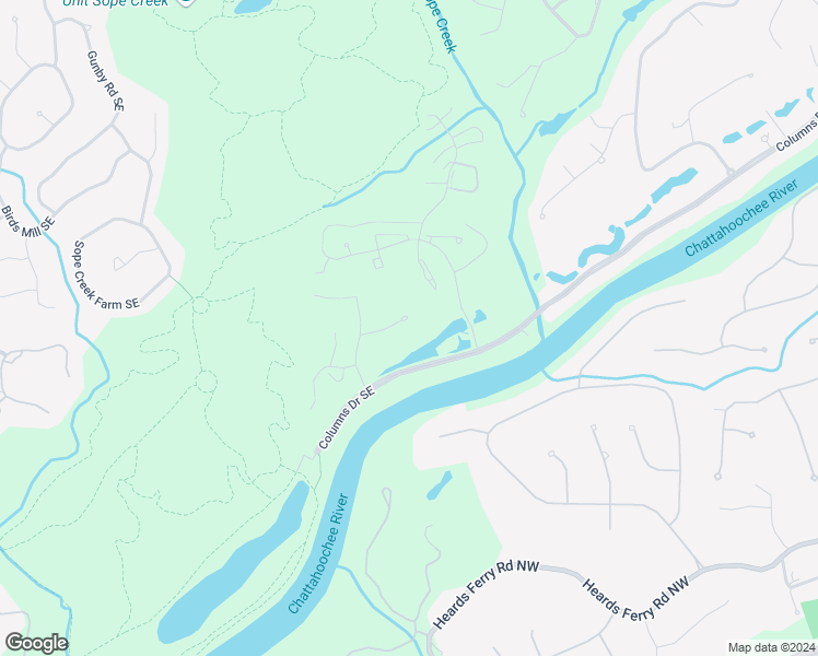 map of restaurants, bars, coffee shops, grocery stores, and more near 1503 Riverview Drive in Marietta