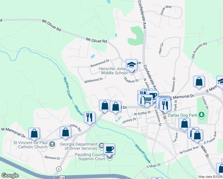 map of restaurants, bars, coffee shops, grocery stores, and more near 206 McBee Place in Dallas
