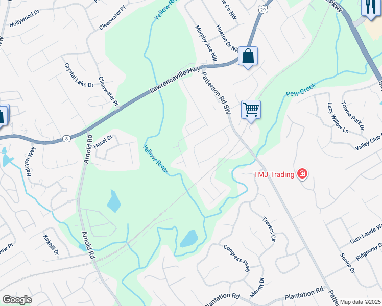 map of restaurants, bars, coffee shops, grocery stores, and more near 1955 Patterson Court in Lawrenceville