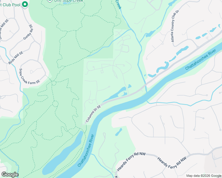 map of restaurants, bars, coffee shops, grocery stores, and more near 1503 Riverview Drive in Marietta
