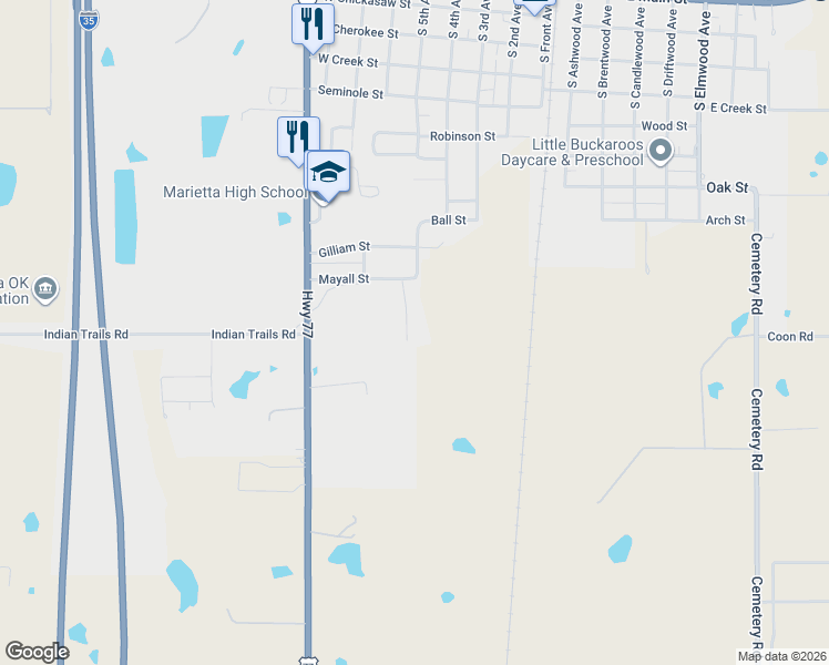 map of restaurants, bars, coffee shops, grocery stores, and more near 1210 Gantt Street in Marietta