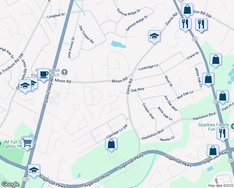 map of restaurants, bars, coffee shops, grocery stores, and more near 772 Bostonian Way Southwest in Lawrenceville