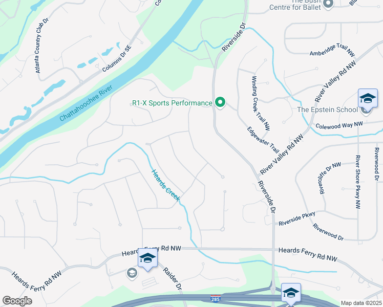 map of restaurants, bars, coffee shops, grocery stores, and more near 6235 Weatherly Drive Northwest in Atlanta