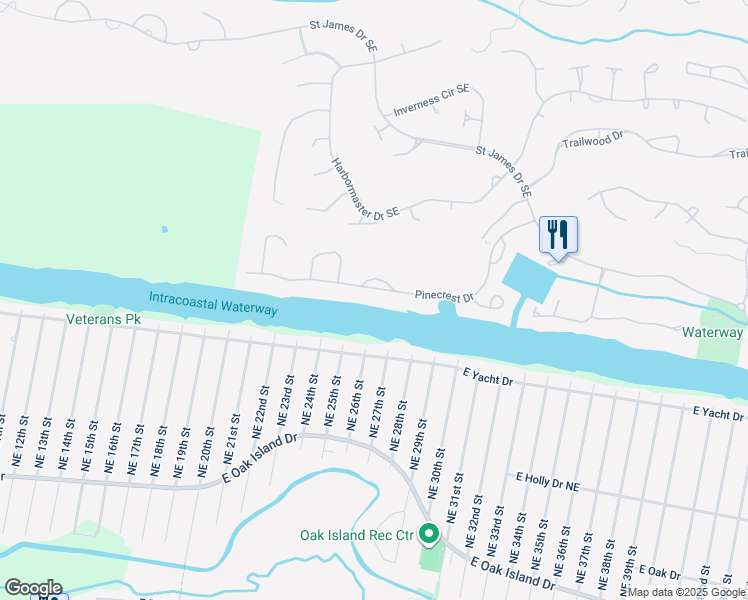 map of restaurants, bars, coffee shops, grocery stores, and more near 2771 Pinecrest Drive in Southport