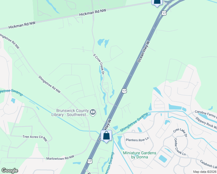 map of restaurants, bars, coffee shops, grocery stores, and more near 9293 Ocean Highway West in Calabash