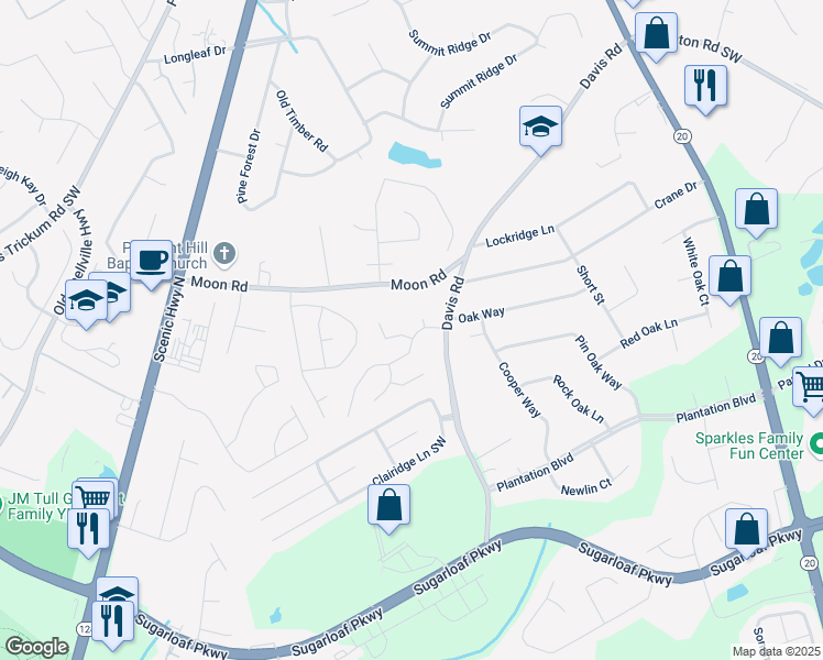 map of restaurants, bars, coffee shops, grocery stores, and more near 772 Bostonian Way Southwest in Lawrenceville
