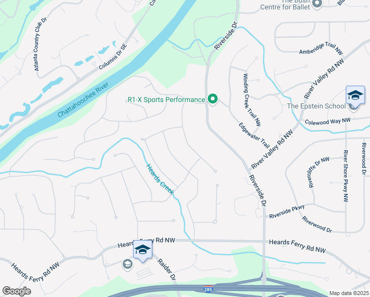 map of restaurants, bars, coffee shops, grocery stores, and more near 6235 Weatherly Drive Northwest in Atlanta