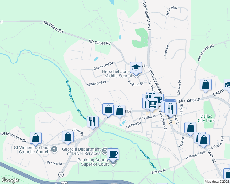map of restaurants, bars, coffee shops, grocery stores, and more near 206 McBee Place in Dallas