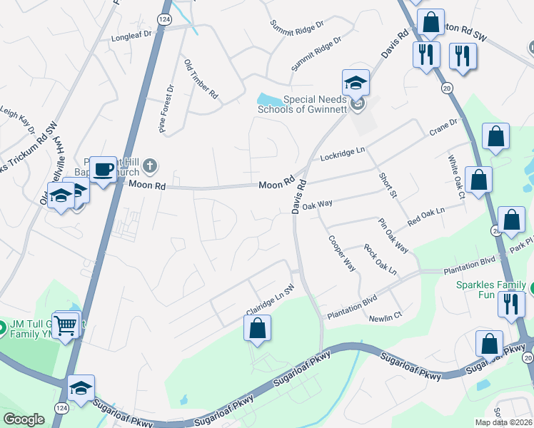 map of restaurants, bars, coffee shops, grocery stores, and more near 655 Chatham Park Drive in Lawrenceville