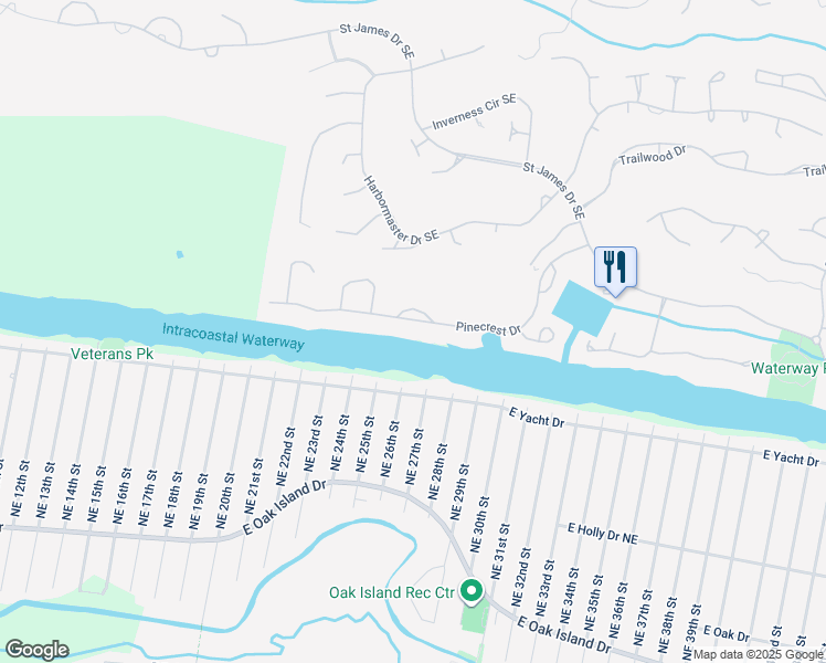 map of restaurants, bars, coffee shops, grocery stores, and more near 2771 Pinecrest Drive in Southport