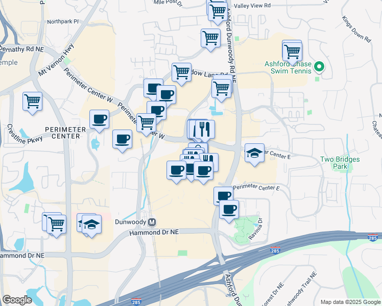 map of restaurants, bars, coffee shops, grocery stores, and more near in Atlanta