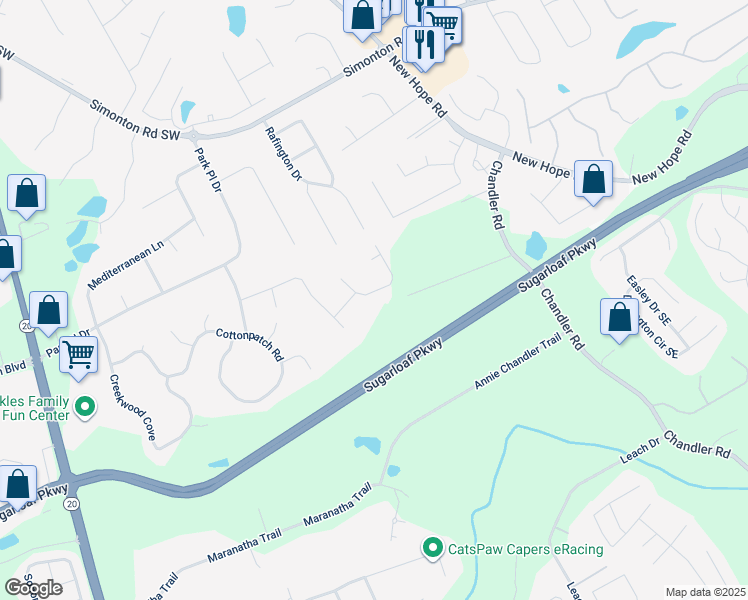 map of restaurants, bars, coffee shops, grocery stores, and more near 1430 Beechwood Circle in Lawrenceville