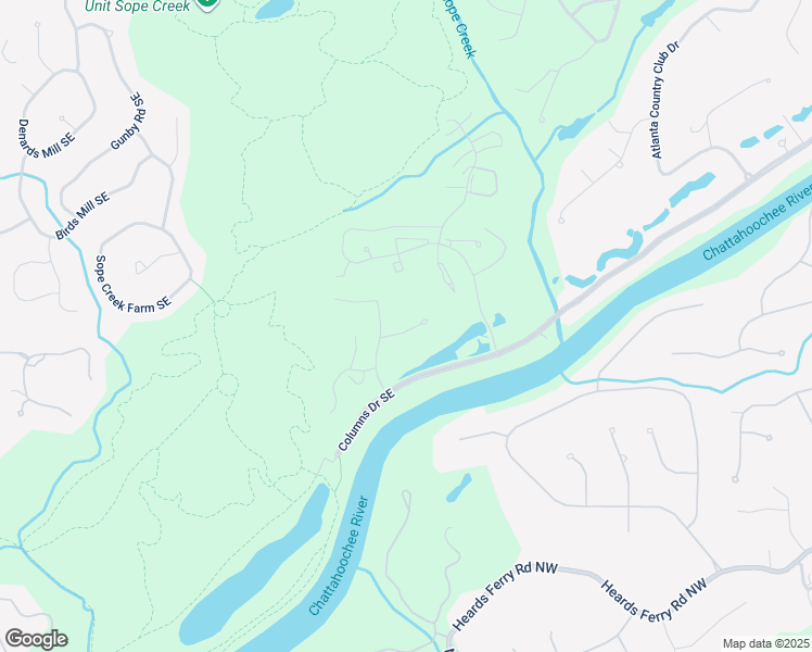 map of restaurants, bars, coffee shops, grocery stores, and more near 1101 Riverview Drive in Marietta