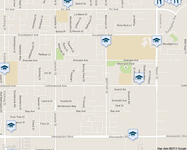 map of restaurants, bars, coffee shops, grocery stores, and more near 26350 Cape Mendocino Court in Moreno Valley