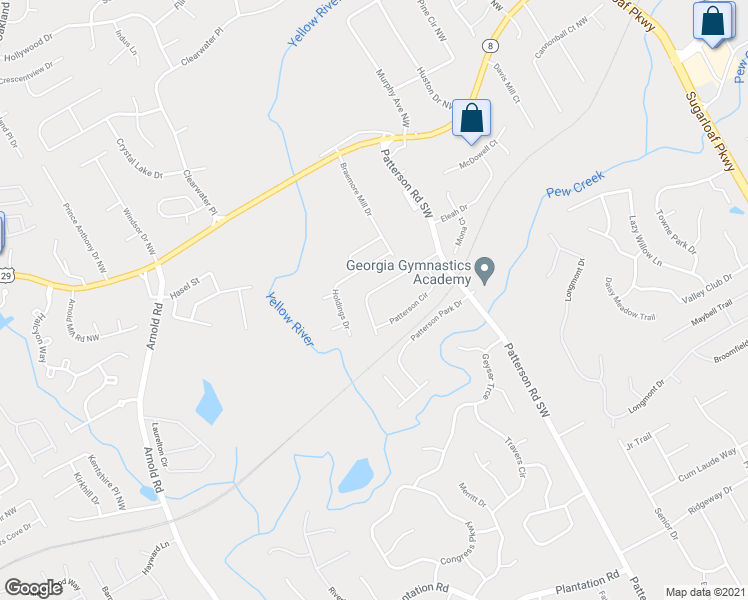 map of restaurants, bars, coffee shops, grocery stores, and more near 1938 Patterson Court in Lawrenceville