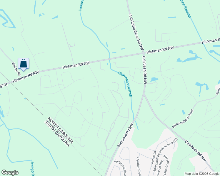 map of restaurants, bars, coffee shops, grocery stores, and more near 768 Wagon Wheel Trail Northwest in Calabash