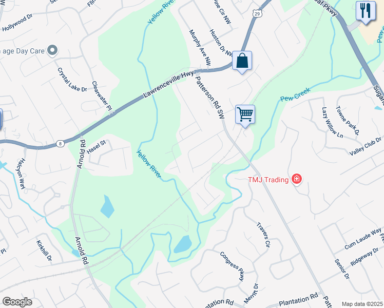 map of restaurants, bars, coffee shops, grocery stores, and more near 1938 Patterson Court in Lawrenceville