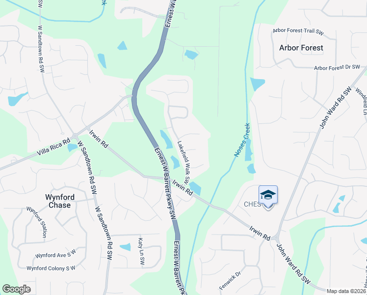map of restaurants, bars, coffee shops, grocery stores, and more near 1176 Lakefield Walk Southwest in Marietta