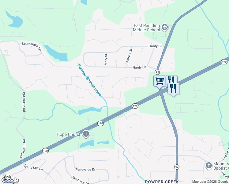 map of restaurants, bars, coffee shops, grocery stores, and more near 40 Hunters Creek in Dallas