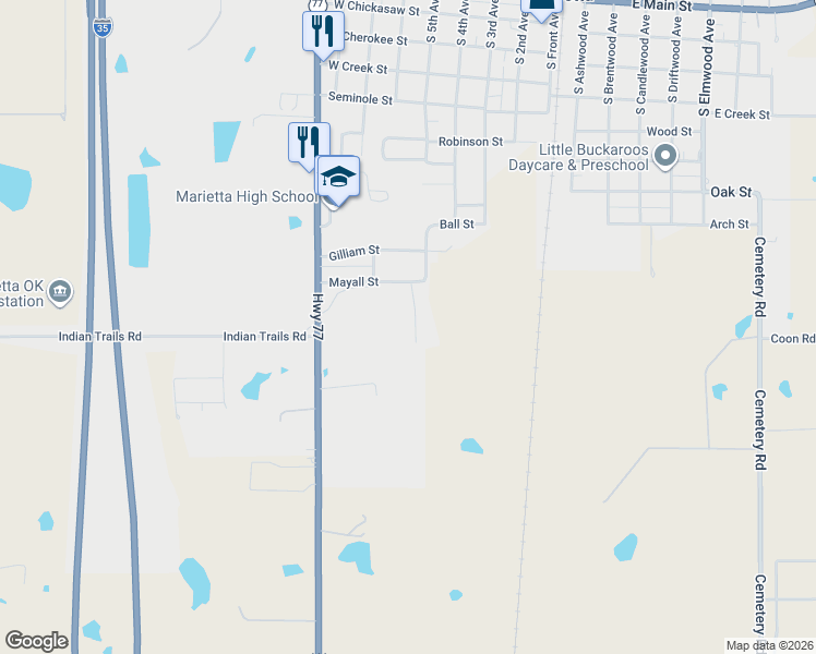 map of restaurants, bars, coffee shops, grocery stores, and more near 1210 Gantt Drive in Marietta