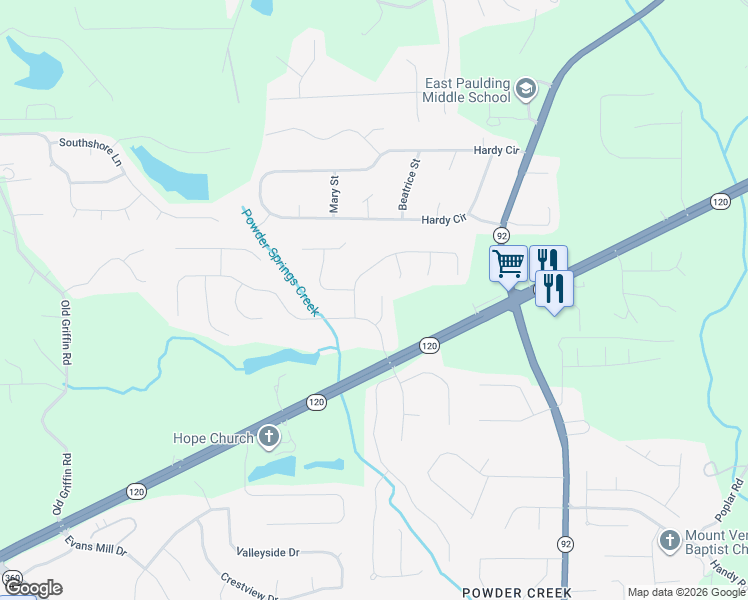 map of restaurants, bars, coffee shops, grocery stores, and more near 145 Hunters Trace in Dallas