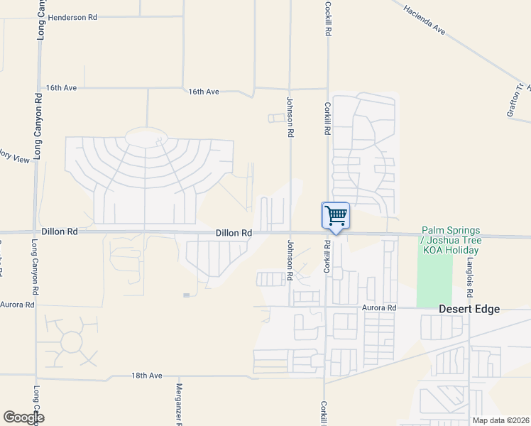 map of restaurants, bars, coffee shops, grocery stores, and more near 69955 Dillon Road in Desert Hot Springs