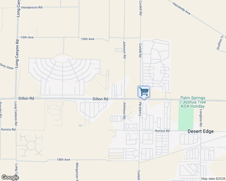 map of restaurants, bars, coffee shops, grocery stores, and more near 69530 Dillon Road in Desert Hot Springs
