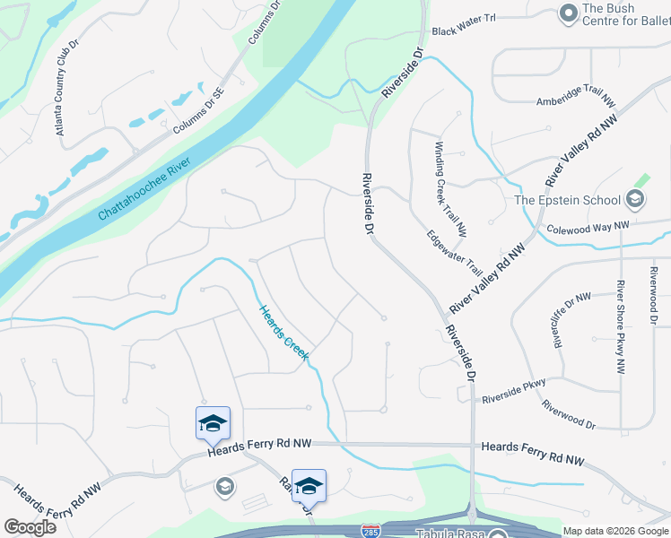map of restaurants, bars, coffee shops, grocery stores, and more near 6251 Mountain Brook Way Northwest in Atlanta
