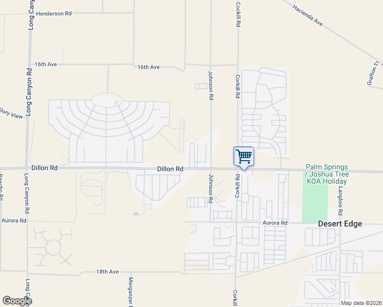 map of restaurants, bars, coffee shops, grocery stores, and more near 69530 Dillon Road in Desert Hot Springs