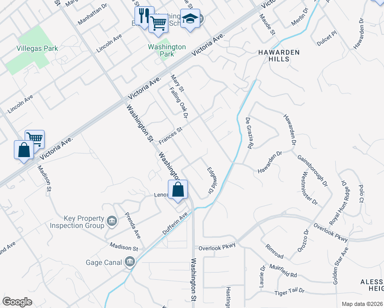 map of restaurants, bars, coffee shops, grocery stores, and more near 2436 Green Canyon Court in Riverside