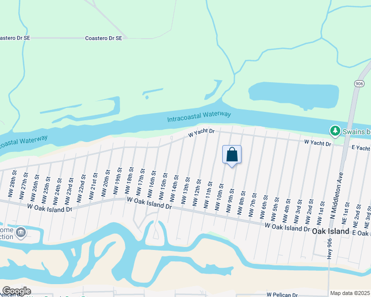 map of restaurants, bars, coffee shops, grocery stores, and more near 152 Northwest 14th Street in Oak Island