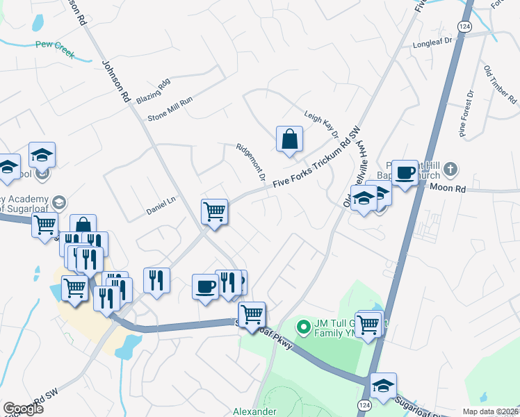 map of restaurants, bars, coffee shops, grocery stores, and more near 547 Town Square Way in Lawrenceville