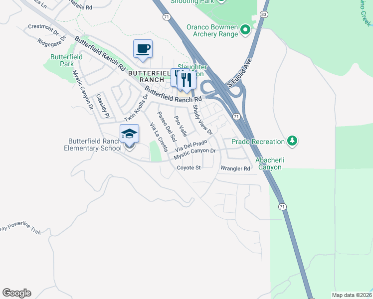 map of restaurants, bars, coffee shops, grocery stores, and more near 17977 Paseo Del Sol in Chino Hills