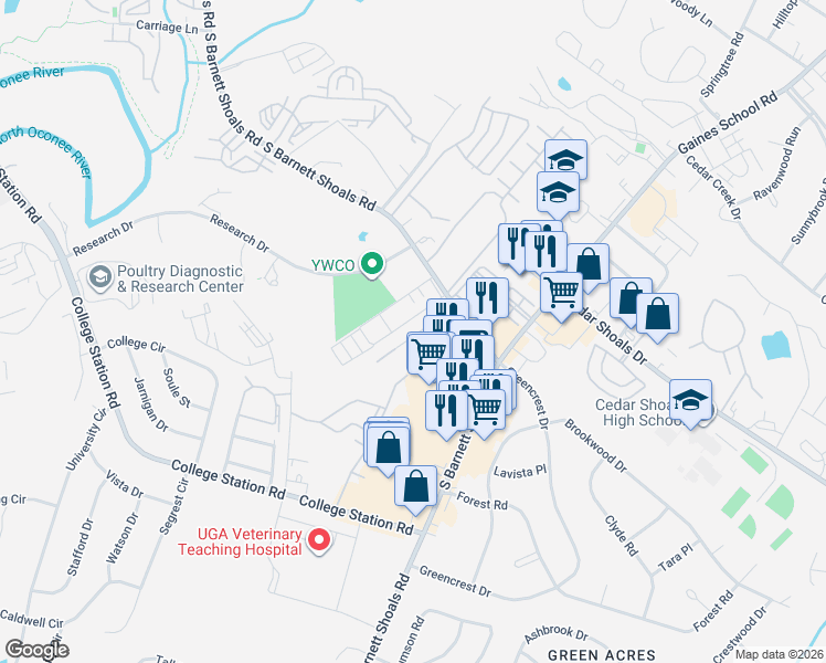 map of restaurants, bars, coffee shops, grocery stores, and more near 260 Piccadilly Square in Athens