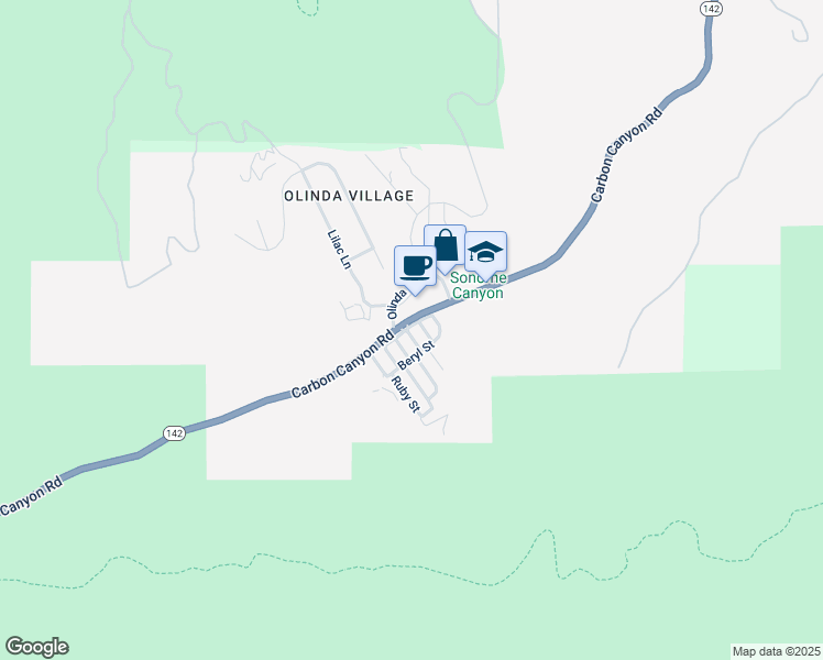 map of restaurants, bars, coffee shops, grocery stores, and more near 5700 Carbon Canyon Road in Brea