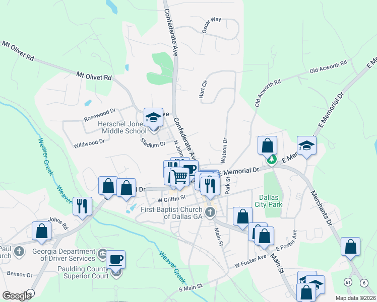 map of restaurants, bars, coffee shops, grocery stores, and more near 177 Confederate Avenue in Dallas