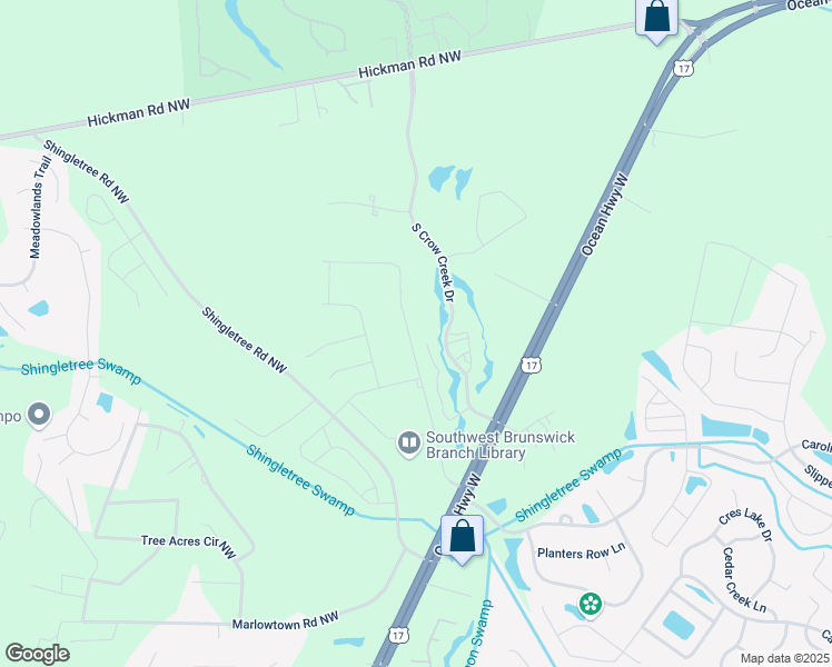 map of restaurants, bars, coffee shops, grocery stores, and more near 155 Eagle Claw Drive in Carolina Shores