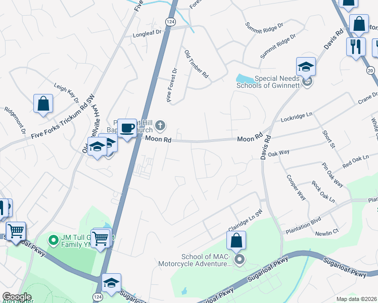 map of restaurants, bars, coffee shops, grocery stores, and more near 705 Mill Station Drive in Lawrenceville
