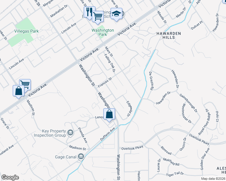 map of restaurants, bars, coffee shops, grocery stores, and more near 2436 Green Canyon Court in Riverside