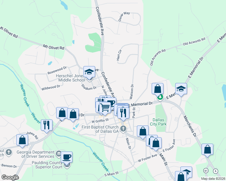 map of restaurants, bars, coffee shops, grocery stores, and more near 177 Confederate Avenue in Dallas