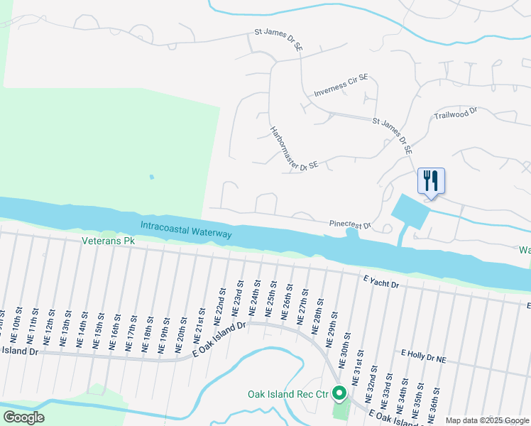 map of restaurants, bars, coffee shops, grocery stores, and more near 2758 Pinecrest Drive in Southport