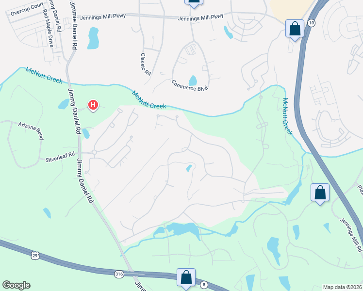 map of restaurants, bars, coffee shops, grocery stores, and more near 1280 Kenway Drive in Bogart
