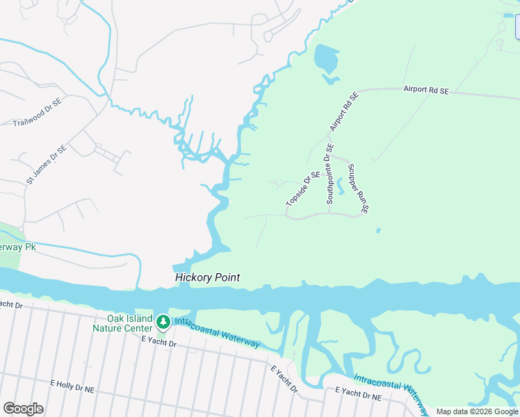 map of restaurants, bars, coffee shops, grocery stores, and more near 3400 Scupper Run SE in Southport