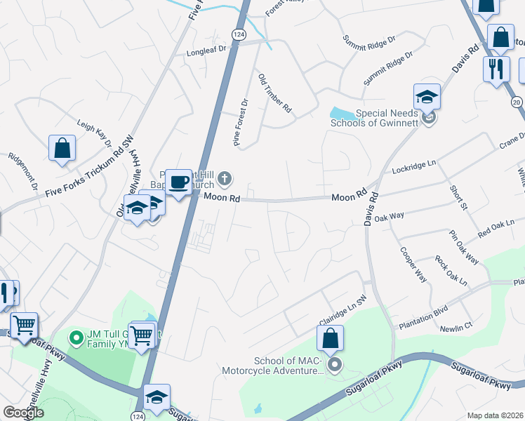 map of restaurants, bars, coffee shops, grocery stores, and more near 705 Mill Station Drive in Lawrenceville