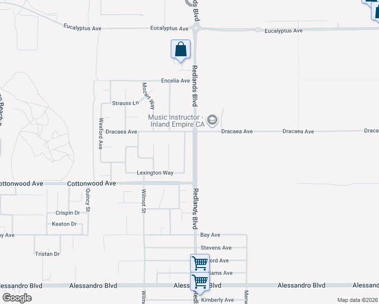 map of restaurants, bars, coffee shops, grocery stores, and more near 13336 Canterbury Downs Way in Moreno Valley