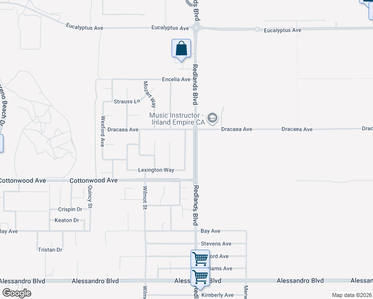 map of restaurants, bars, coffee shops, grocery stores, and more near 13336 Canterbury Downs Way in Moreno Valley